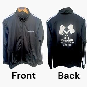 IN-N-OUT BURGER CLASSICS Black Warm Up Racing Jacket 2 Stripes MEDIUM Rare EUC
